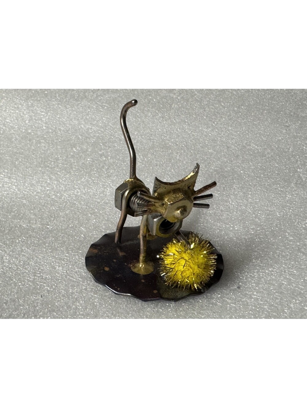 Rock Creek Metal Craft Cat with Yellow Ball Nuts & Bolts Hansen, Idaho USA 2 in.